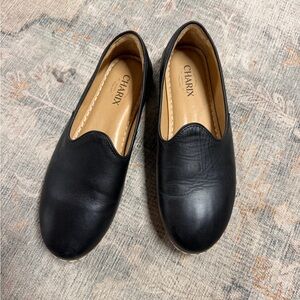 Charix Black Leather Slip-On Loafers